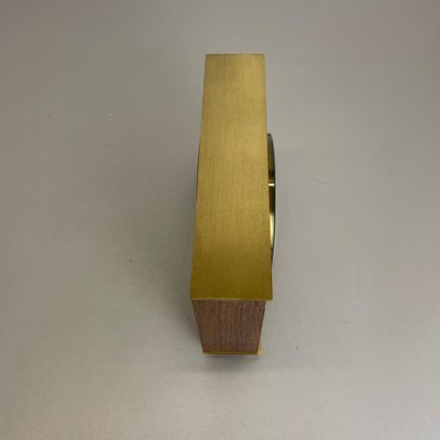 Modernist Teak & Brass Table Clock from Dugena, Germany, 1960s-QZ-1265058