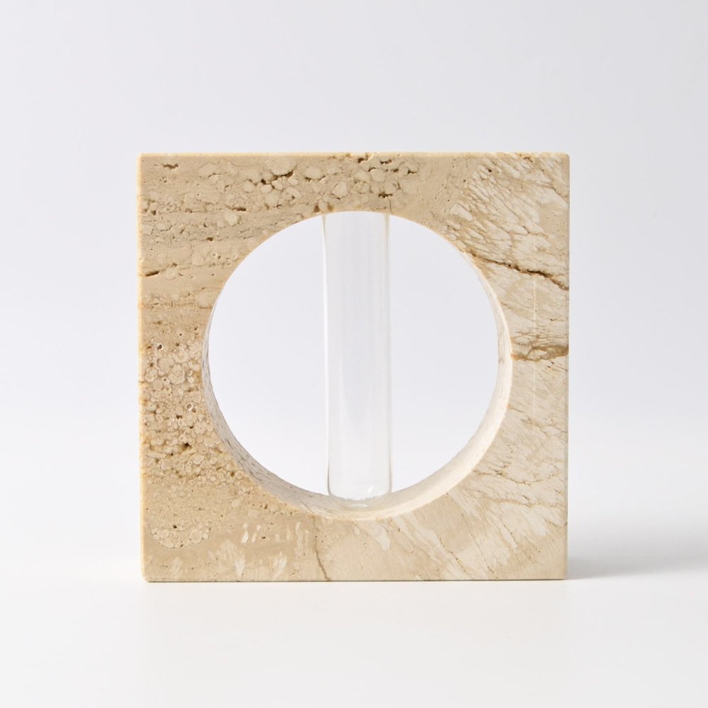 Modernist Travertine Solifleur Vase from Fratelli Mannelli, 1970s