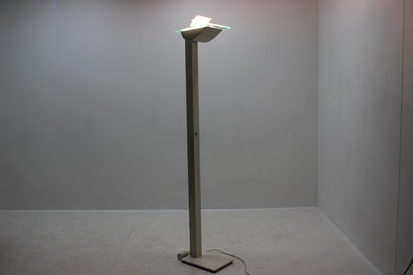 Modernist White Metal Floor Lamp by Hartmut Engel for Zumtobel, 1980s-TZ-687082