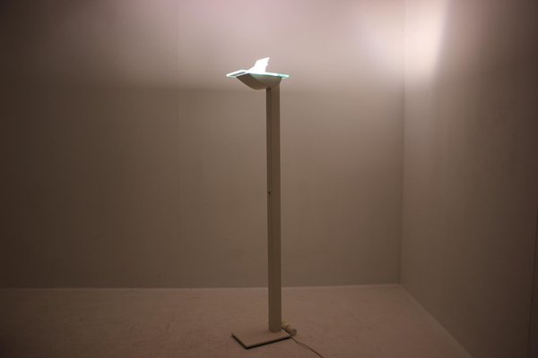 Modernist White Metal Floor Lamp by Hartmut Engel for Zumtobel, 1980s-TZ-687082