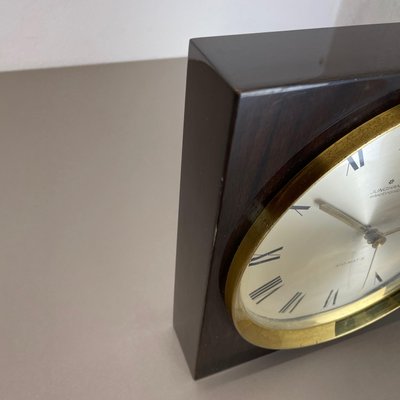 Modernist Wood and Brass Table or Wall Clock attributed to Junghans, Germany, 1970s-QZ-1444411