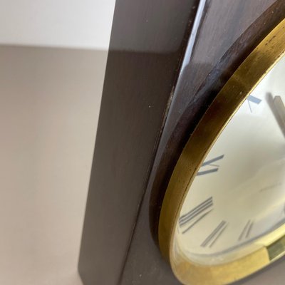 Modernist Wood and Brass Table or Wall Clock attributed to Junghans, Germany, 1970s-QZ-1444411