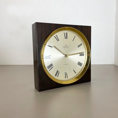 Modernist Wood and Brass Table or Wall Clock attributed to Junghans, Germany, 1970s-QZ-1444411