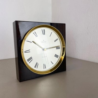 Modernist Wood and Brass Table or Wall Clock attributed to Junghans, Germany, 1970s-QZ-1444411