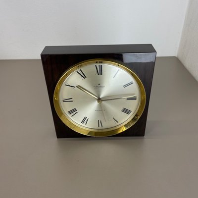 Modernist Wood and Brass Table or Wall Clock attributed to Junghans, Germany, 1970s-QZ-1444411