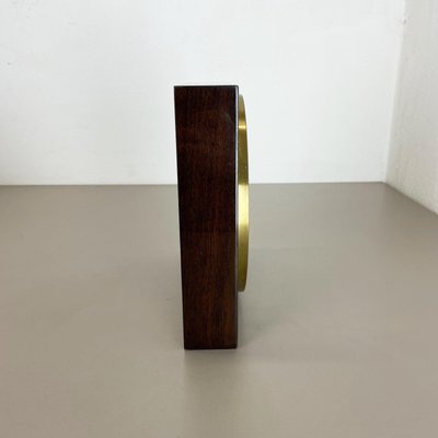 Modernist Wood and Brass Table or Wall Clock attributed to Junghans, Germany, 1970s-QZ-1444411