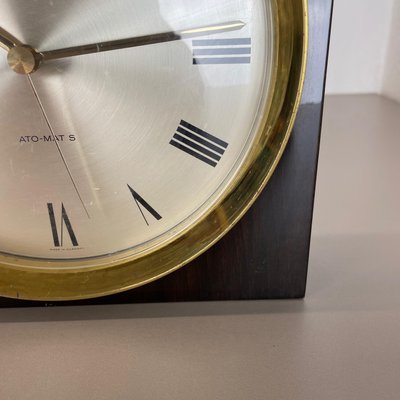 Modernist Wood and Brass Table or Wall Clock attributed to Junghans, Germany, 1970s-QZ-1444411