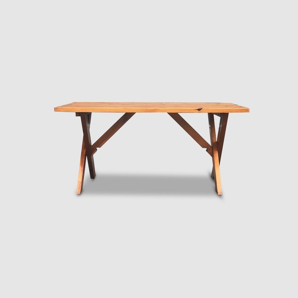 Modernist X-Leg Dining Table by Ate Van Apeldoorn for Houtwerk Hattem, 1970s