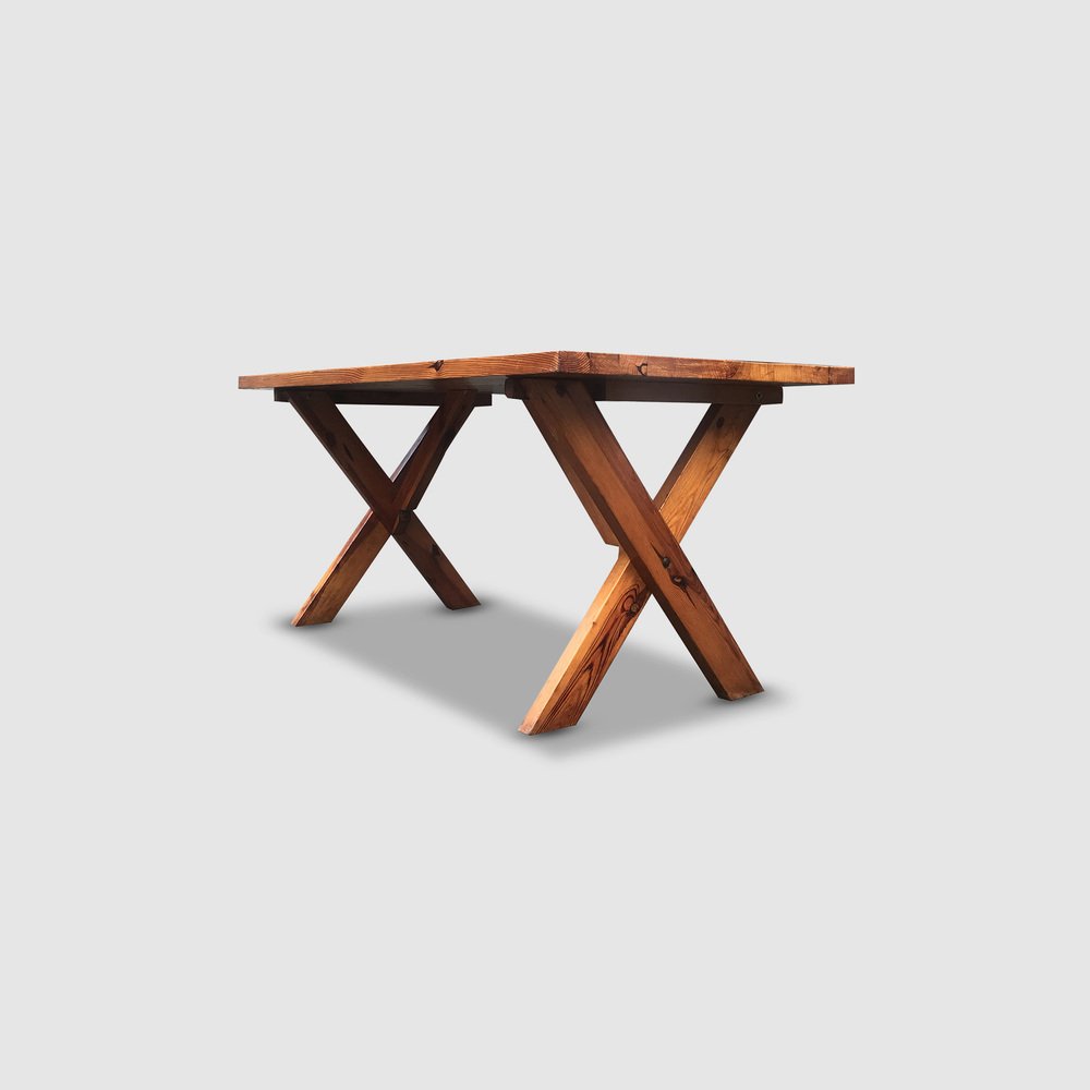 Modernist X-Leg Dining Table by Ate Van Apeldoorn for Houtwerk Hattem, 1970s