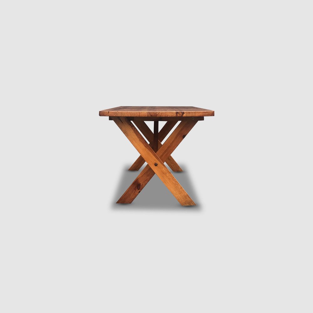 Modernist X-Leg Dining Table by Ate Van Apeldoorn for Houtwerk Hattem, 1970s