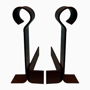 Modernized Wrought Iron Chenets, 1940s, Set of 2-BA-1786670