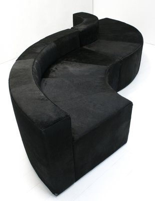 Modular Black Cowhide Curved Wave Sofa by DK Furniture, 2000s, Set of 2-SES-2023479