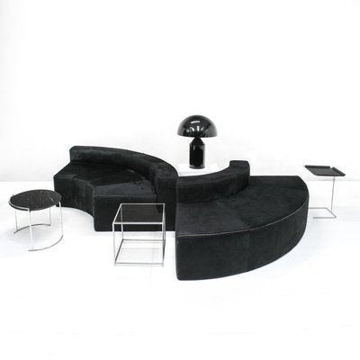 Modular Black Cowhide Curved Wave Sofa by DK Furniture, 2000s, Set of 2-SES-2023479