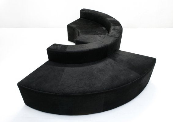 Modular Black Cowhide Curved Wave Sofa by DK Furniture, 2000s, Set of 2-SES-2023479