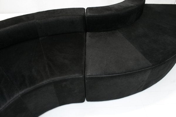 Modular Black Cowhide Curved Wave Sofa by DK Furniture, 2000s, Set of 2-SES-2023479