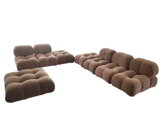 Modular Camaleonda Armchairs and Poufs in Brown Corduroy by Mario Bellini for C&b Italia, 1970s, Set of 8-RD-1807067