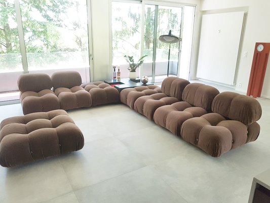 Modular Camaleonda Armchairs and Poufs in Brown Corduroy by Mario Bellini for C&b Italia, 1970s, Set of 8-RD-1807067