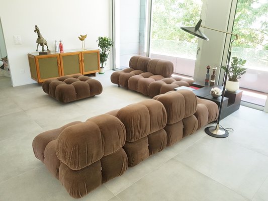 Modular Camaleonda Armchairs and Poufs in Brown Corduroy by Mario Bellini for C&b Italia, 1970s, Set of 8-RD-1807067