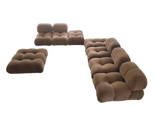 Modular Camaleonda Armchairs and Poufs in Brown Corduroy by Mario Bellini for C&b Italia, 1970s, Set of 8-RD-1807067