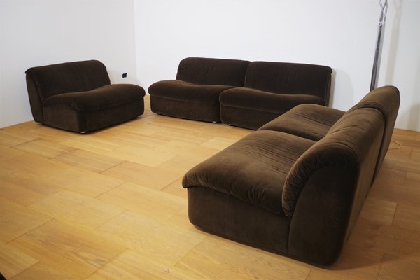 Modular Chenille Lounge Chairs, 1970s, Set of 5-KNM-1079988