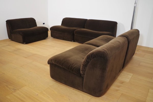 Modular Chenille Lounge Chairs, 1970s, Set of 5-KNM-1079988