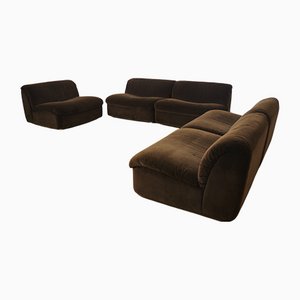 Modular Chenille Lounge Chairs, 1970s, Set of 5-KNM-1079988