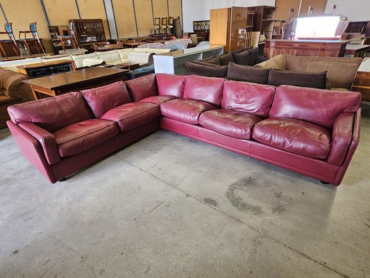 Modular Corner Sofa in Bordeaux Leather from Poltrona Frau, Italy, 1970s, Set of 3-ZUW-1721902