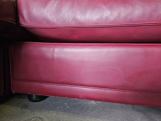 Modular Corner Sofa in Bordeaux Leather from Poltrona Frau, Italy, 1970s, Set of 3-ZUW-1721902