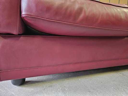 Modular Corner Sofa in Bordeaux Leather from Poltrona Frau, Italy, 1970s, Set of 3-ZUW-1721902