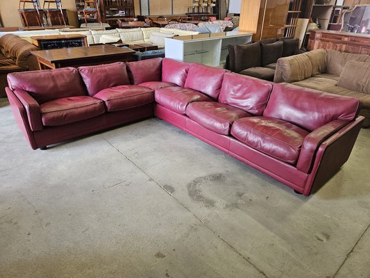 Modular Corner Sofa in Bordeaux Leather from Poltrona Frau, Italy, 1970s, Set of 3-ZUW-1721902