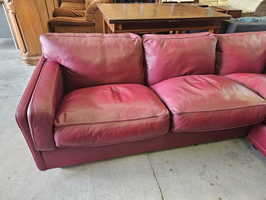 Modular Corner Sofa in Bordeaux Leather from Poltrona Frau, Italy, 1970s, Set of 3-ZUW-1721902