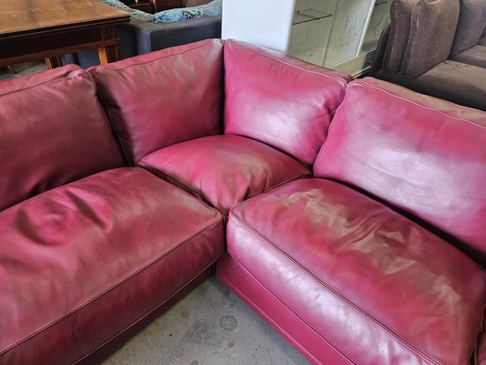 Modular Corner Sofa in Bordeaux Leather from Poltrona Frau, Italy, 1970s, Set of 3-ZUW-1721902