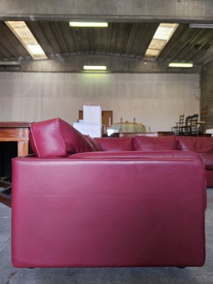 Modular Corner Sofa in Bordeaux Leather from Poltrona Frau, Italy, 1970s, Set of 3-ZUW-1721902