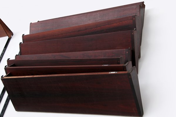 Modular Dark Wood Wall System by Kai Kristiansen for FM Møbler, 1960s, Set of 30-EZZ-1787454