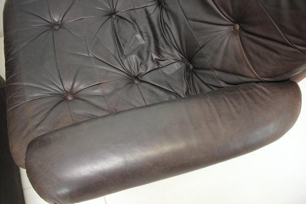 Modular Five Seater Sofa in Leather, 1980s, Set of 5-TZ-1383607