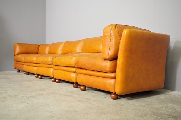 Modular Frau Sofa in Leather, 1970, Set of 5-KNM-1452791