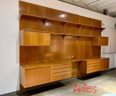 Modular Oak Wall Unit, Spain, 1974, Set of 10-HDF-1821236