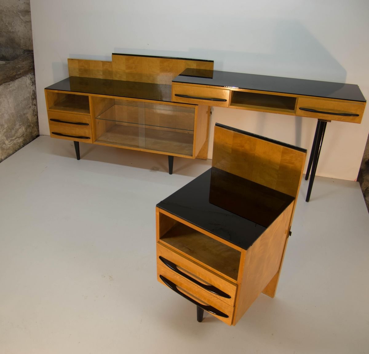 Modular Set of Nightstand and Chest of Drawers by M. Pozar, 1960s, Set of 3