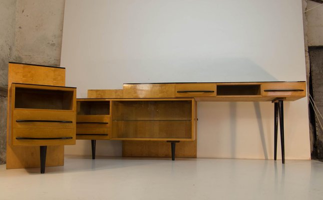 Modular Set of Nightstand and Chest of Drawers by M. Pozar, 1960s, Set of 3-TZ-838901