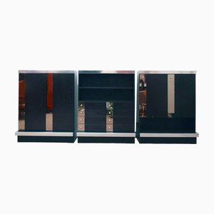 Modular Sideboard in Wengé Wood, Steel and Mirror from Sormani, 1970s, Set of 3-HS-1417390