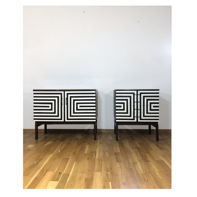 Modular Sideboards with Op Art Motif, 1970s, Set of 2-YQY-2040465