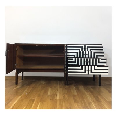 Modular Sideboards with Op Art Motif, 1970s, Set of 2-YQY-2040465