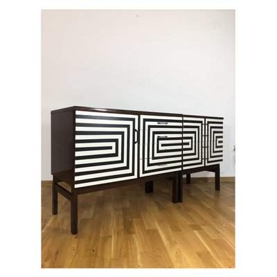 Modular Sideboards with Op Art Motif, 1970s, Set of 2-YQY-2040465