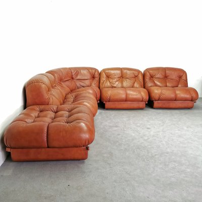 Modular Sofa in Leather, 1970s, Set of 5-PRS-1770938