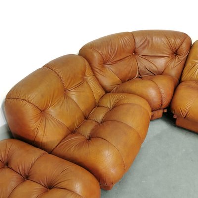 Modular Sofa in Leather, 1970s, Set of 5-PRS-1770938