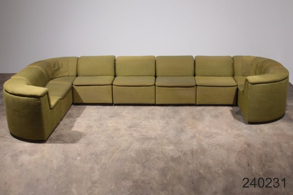 Modular Sofa in Luxe Green De Ploeg Fabric from Durlet, 1970, Set of 9-EZZ-2041782