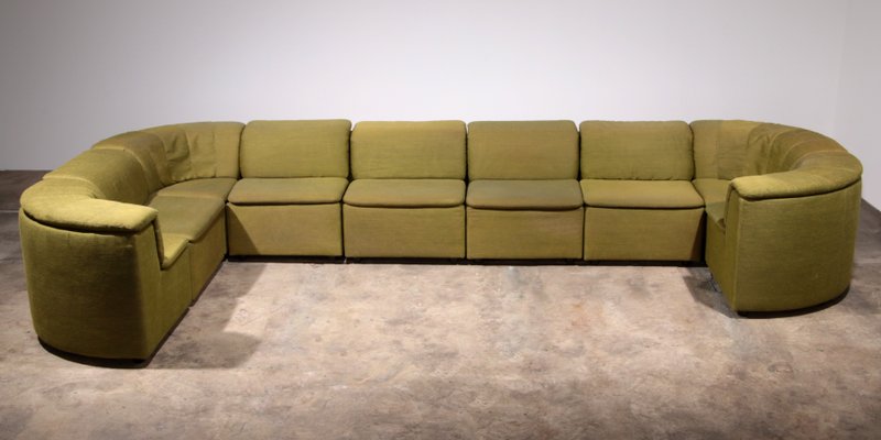 Modular Sofa in Luxe Green De Ploeg Fabric from Durlet, 1970, Set of 9-EZZ-2041782