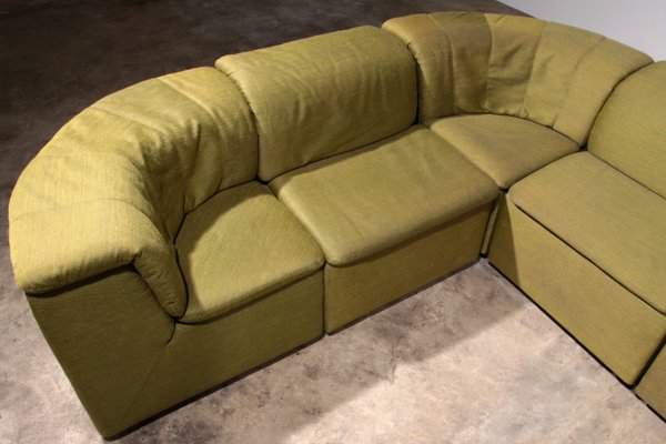 Modular Sofa in Luxe Green De Ploeg Fabric from Durlet, 1970, Set of 9-EZZ-2041782