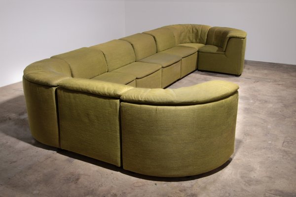 Modular Sofa in Luxe Green De Ploeg Fabric from Durlet, 1970, Set of 9-EZZ-2041782