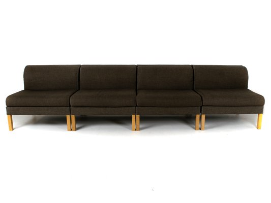 Modular Sofa in Oak and Saga 180 Fabric by Bernt Petersen, Denmark, 1980, Set of 4-UQV-942144